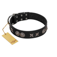 "Scythian Silver" Stylish Handmade FDT Artisan Black Leather Cane Corso Collar  "Scythian Silver" Stylish Handmade FDT Artisan Black Leather Cane Corso Collar