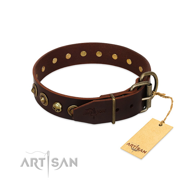 Full grain genuine leather collar with exceptional studs for your doggie