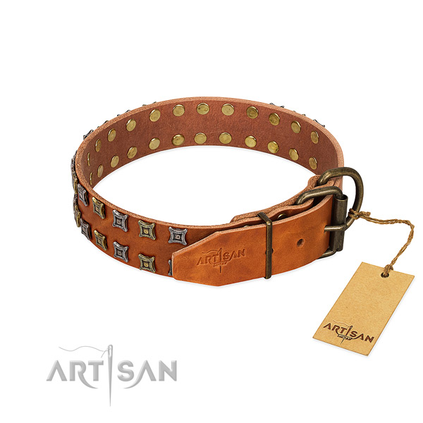 Reliable full grain natural leather dog collar created for your dog