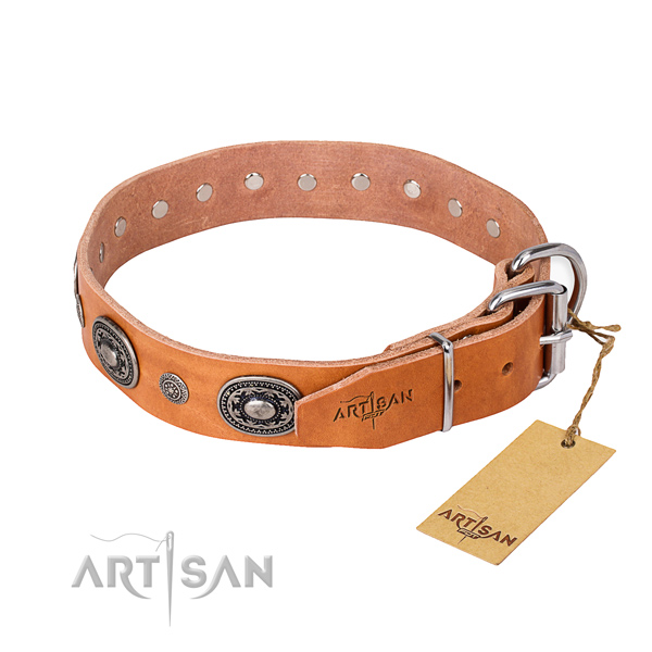 Best quality full grain leather dog collar handmade for handy use