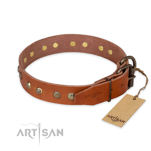 Rust resistant hardware on leather collar for your stylish doggie