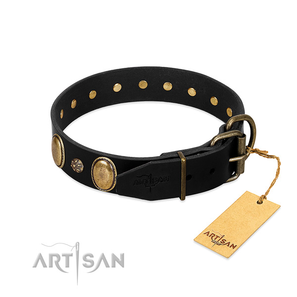 Comfortable wearing soft to touch genuine leather dog collar