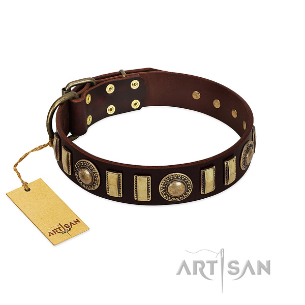 Soft leather dog collar with reliable hardware