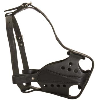 Handmade good dog muzzle made of thick prime leather